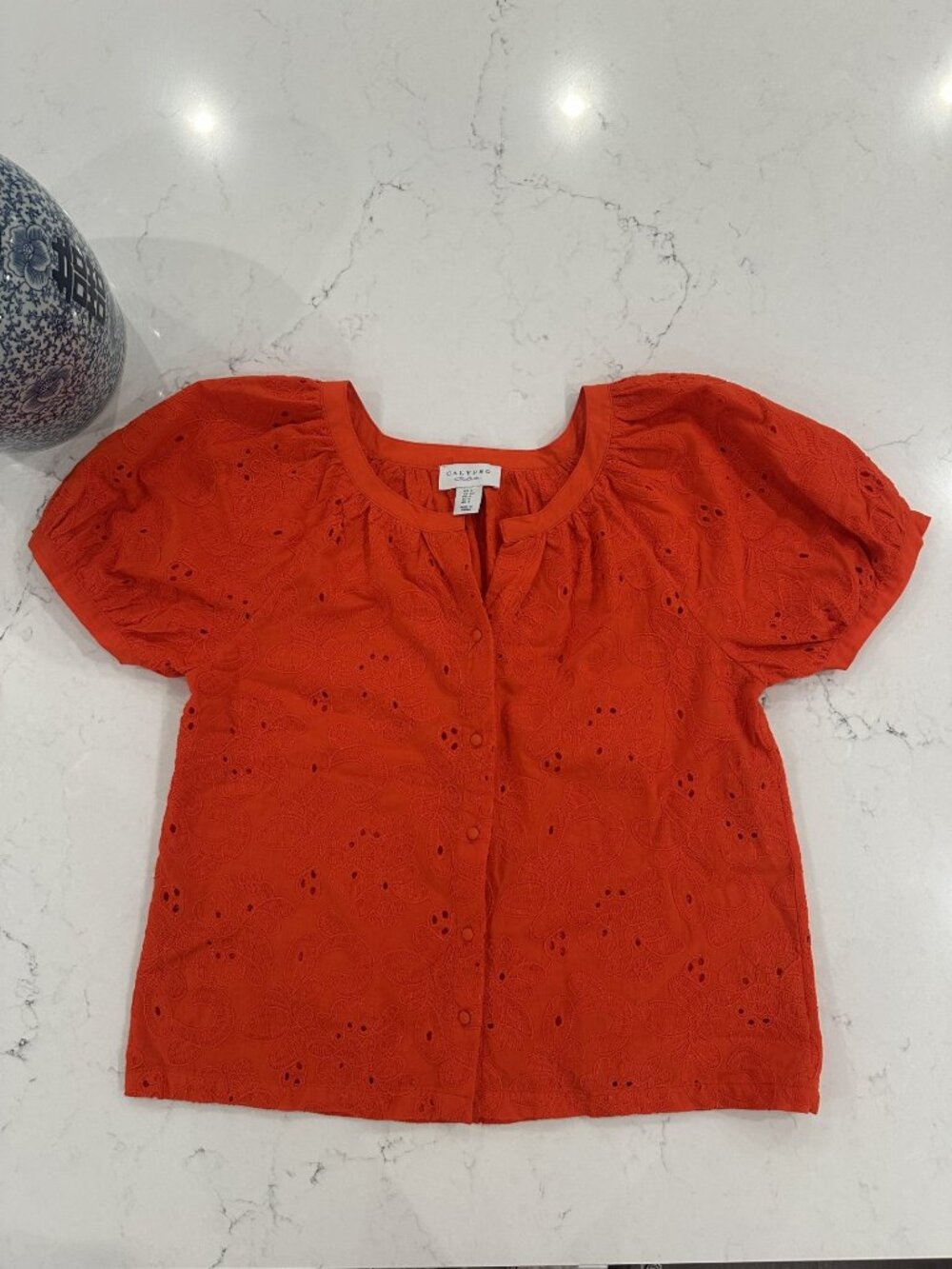 Calypso St. Barth Bright Red Orange Top